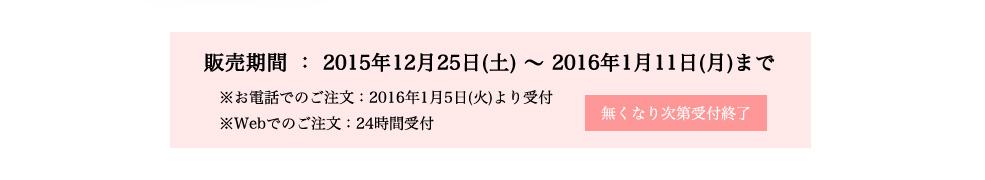 販売期間：2015/12/25-2016/1/11